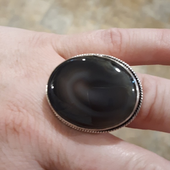 New Banded Agate Eye 925 Silver Ring. - Picture 7 of 8